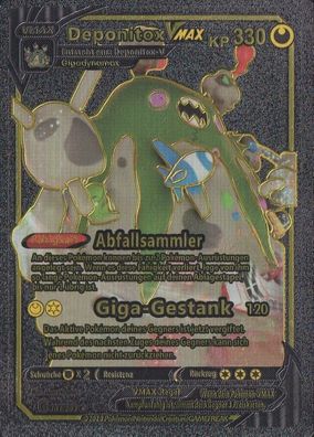 Pokemon Karten Schwarz Metalloptik Deutsch, flexibel Deponitox V Max