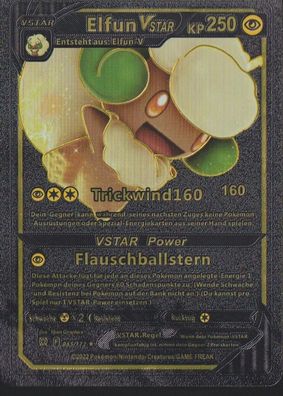 Pokemon Karten Schwarz Metalloptik Deutsch, flexibel Elfun V Star