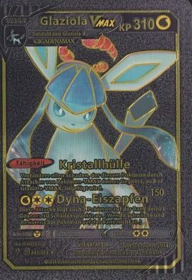 Pokemon Karten Schwarz Metalloptik Deutsch, flexibel Glaziola V Max