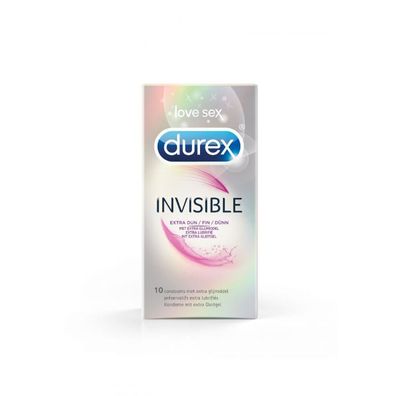 Durex Invisible Extra Dünn 10 Stück Kondome Verhütungsmittel, Extra Gefühlsecht