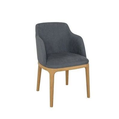 Stuhl Lehnstuhl Polster Stühle Lounge Massiv Holz Textil Holz Sessel Leder Neu