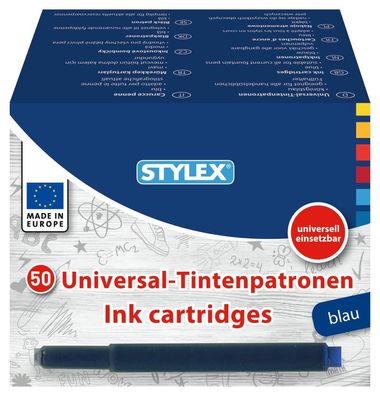 Stylex 23017 Tintenpatronen blau 50 Stück universell einsetzbar