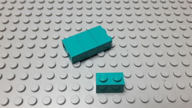 Lego 4 Basic Steine 1x2 hoch Dunkeltürkis Nummer 3004