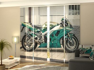 Foto-Schiebegardine Yamaha Motorrad, Flächenvorhang mit Motiv, Gardine auf Maß