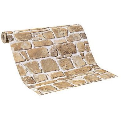 Rasch Tapete Papier Das Beste 265606 Beige Creme Braun stylisch Steinmauer
