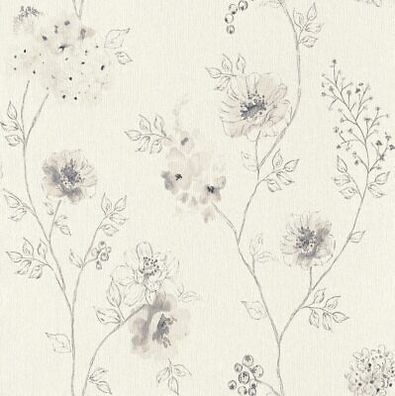 Rasch Tapete Vlies Amelie 573435 Blüten grau anthrazit taupe strukturiert Glanz