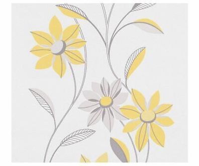 A.S. Création Tapete Vlies OK 93532-2 Grau Gelb stylisch Floral Blume
