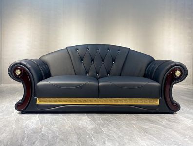 Chesterfield Sofa Barock Couch Holz Leder Dreisitzer Klassische Sofas Möbel