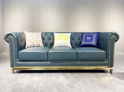 Chesterfield Sofa Couch Möbel Dreisitzer Couchen Textil Edelstahl Gestell