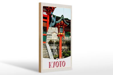 Holzschild Reise 20x30 cm Kyoto Japan Skulptur Fuchs Deko Schild wooden sign