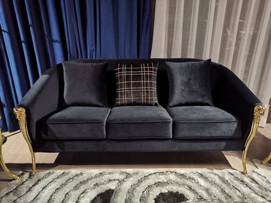 Dreisitzer Couch Polster Möbel Samt Luxus Einrichtung Stoff Couchen