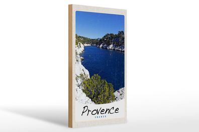 Holzschild Reise 20x30 cm Provence Frankreich Meer Gebirge Schild wooden sign