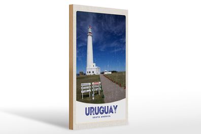 Holzschild Reise 20x30 cm Uruguay Amerika USA Leuchtturm Schild wooden sign