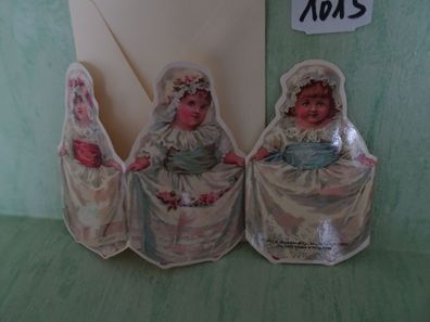 Shackman 90er mini 3-fach Konturen-Karten & Kuvert 9,5x8cm Mädchen Baby Geburt Taufe