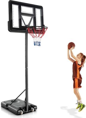 Basketballständer 130-305 cm höhenverstellbar, Basketballkorb mit Ständer & 2 Rädern