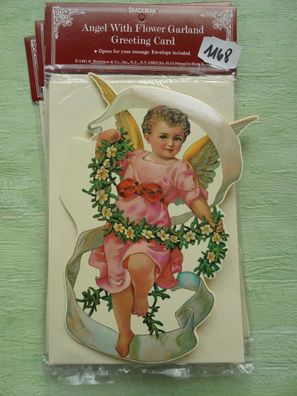 Shackman Konturen-Grußkarte & Umschlag Engel mit Blütengirlande ca 20cm