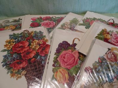 Ernst Freihoff EF Victorian Schmuckkarten 4tlg geprägte AufstellKonturenkarten Blumen