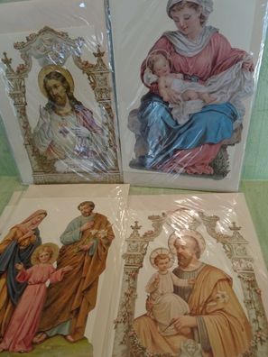 Ernst Freihoff EF Victorian Schmuckkarten 4tlg geprägte Aufsteller Heiligenbilder
