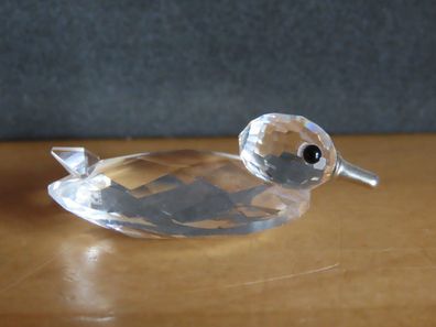 Figur Ente klein ca. 4,5 cm Glas geschliffenes Glas silberner Schnabel/ Swarovski
