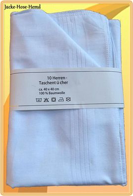 Herrentaschentücher, Arbeitstaschentücher, Taschentücher (10-er Pack) Weiß NEU