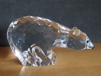 Figur Eisbär Bär mittel ca. 7,5 cm Glas geschliffenes Glas schwarze Augen/ Swarovski