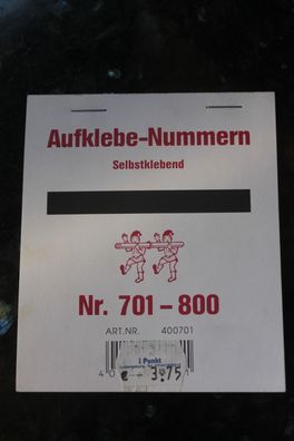 Aufklebe-Nummern für Gewinnlose; selbstklebend; Nr. 701-800