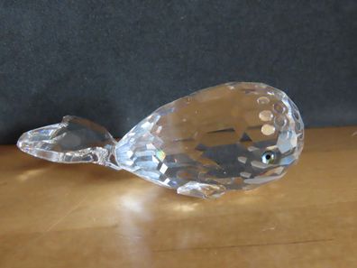 Figur Wal mittel ca. 8 cm Glas geschliffenes Glas farbige Augen/ Swarovski