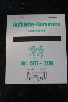 Aufklebe-Nummern für Gewinnlose; selbstklebend; Nr. 601-700