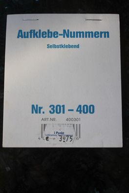 Aufklebe-Nummern für Gewinnlose; selbstklebend; Nr.301-400