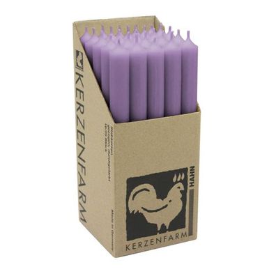Stabkerzen aus Paraffin, 250/22 mm, Lavendel, Kerzenfarm HAHN, Brenndauer ca. 12