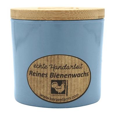 Bienenwachskerze im Trendglas, Hellblau, 100% reines Bienenwachs, Kerzenfarm HAH