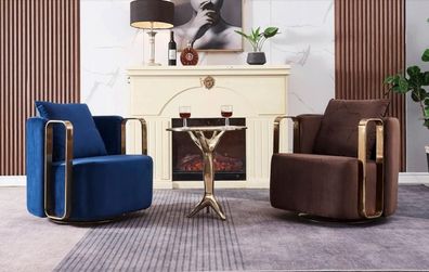 Runder Sessel Couch Möbel Edelstahl Rundsessel Wartezimmer Design Möbel