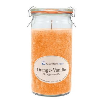 Duftkerze im XL-Weckglas®, 100% pflanzliches Stearin, Orange-Vanille, Kerzenfarm