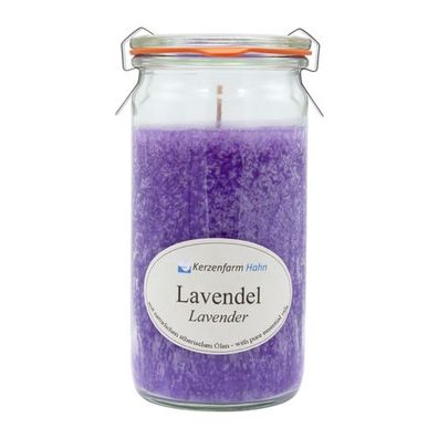 Duftkerze im XL-Weckglas®, 100% pflanzliches Stearin, Lavendel, Kerzenfarm HAHN,