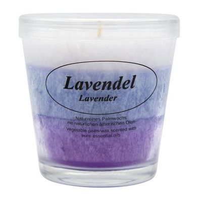 Duftkerze im Glas, 100% pflanzliches Stearin, Lavendel, Kerzenfarm HAHN, mit rei