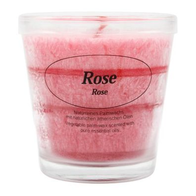 Duftkerze im Glas, 100% pflanzliches Stearin, Rose, Kerzenfarm HAHN, mit reinen