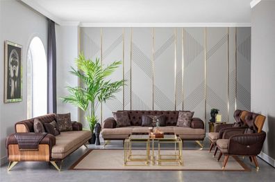 Chesterfield Sofagarnitur Set 4tlg. Polster Möbel Sofa Couch Couchgarnitur