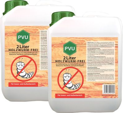 PVU 2x2L Anti Holzwurm Tod Spray Mittel Schutz Ex gegen Holzwürmer Hausbock frei