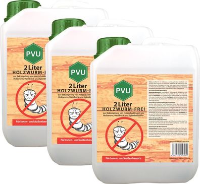 PVU 3x2L Anti Holzwurm Tod Spray Mittel Abwehr Gift Insekten Bekämpfen Schutz Ex