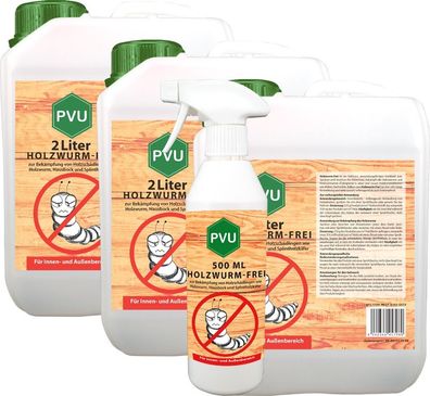 PVU 3x2L + 500ml Anti Holzwurm Spray Mittel Abwehr Gift Insekten Bekämpfen frei