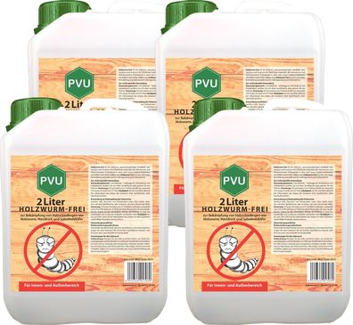 PVU 4x2L Anti Holzwurm Spray Tod Mittel Schutz gegen Holzwürmer Hausbock Ex frei