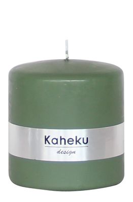Kerze, getaucht, Cylinderkerze "Powder", oliv, Ø9,6xH10cm, von Kaheku