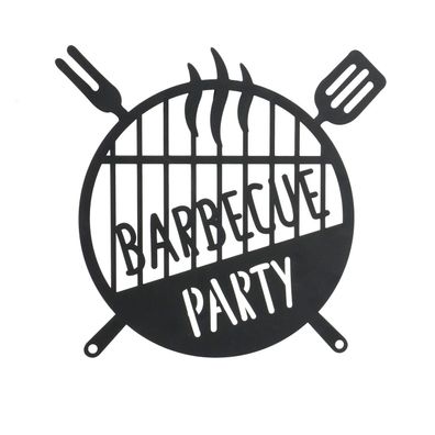 Metallschild "Barbecue Party", zum Aufhängen, L38cmx41cm, Handarbeit, von Boltze
