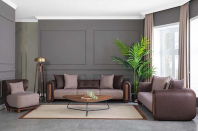 Luxus Sofagarnitur Couch Sets Textil Sofa Couchen Sofas Möbel 3tlg. Set