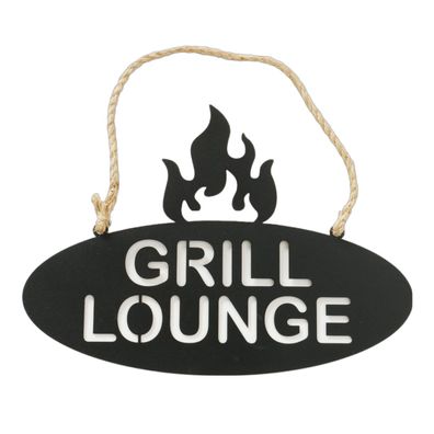 Metallschild "Grill Lounge", zum Aufhängen, L38cmx27cm, Handarbeit, von Boltze