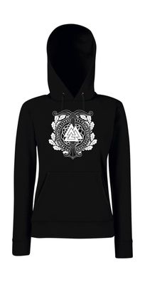 Heidnischen Symbole der Weltbaum Irminsul Valknut - Girlie Kapuzenpullover
