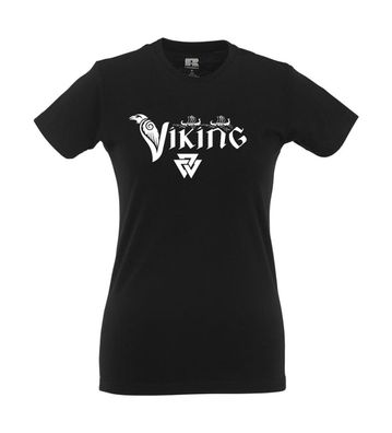 Old Scandinavian Vintage inscription Viking with Raven - Girlie Shirt