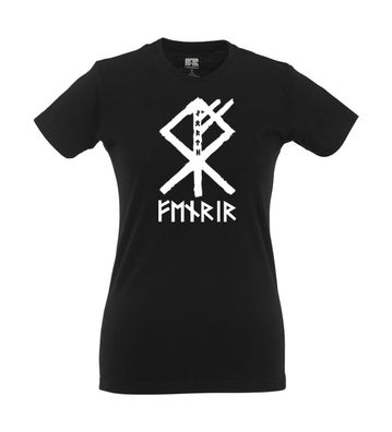 Fenris Wolf Rune Symbol Viking Runen Valhalla Nordmann Wikinger - Girlie Shirt