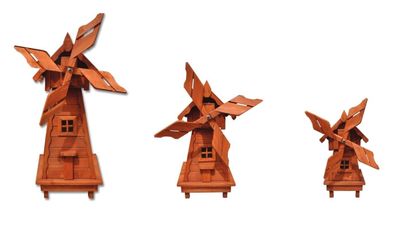 Dekoration Windmühle 73cm Mühle Windmühlenfiguren Deko Garten echtes Holz Neu