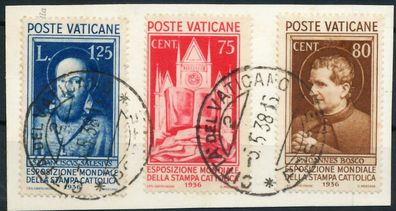 Vatikan 1936 Nr 55 + 56 + 57 gestempelt Briefstück X3C261E